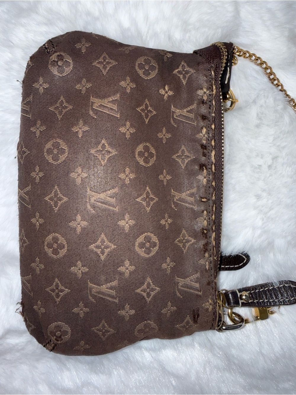 Louis Vuitton Brown Monogram Canvas Mini Lin Pochette with Chain Wristlet - Picture 6 of 15